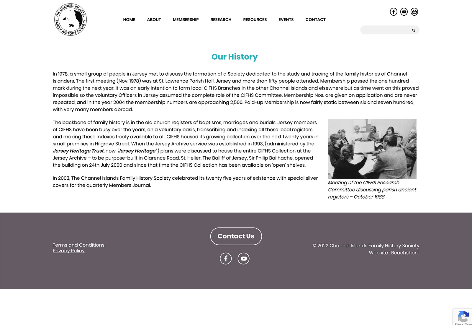 Website design for Channel Islands Family History Society