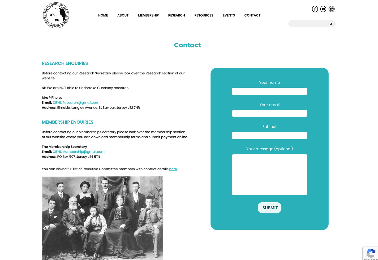 Website design for Channel Islands Family History Society