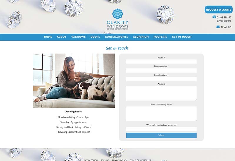 Website design for Clarity Windows and Doors