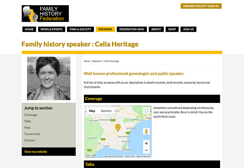 Website design for Family History Federation