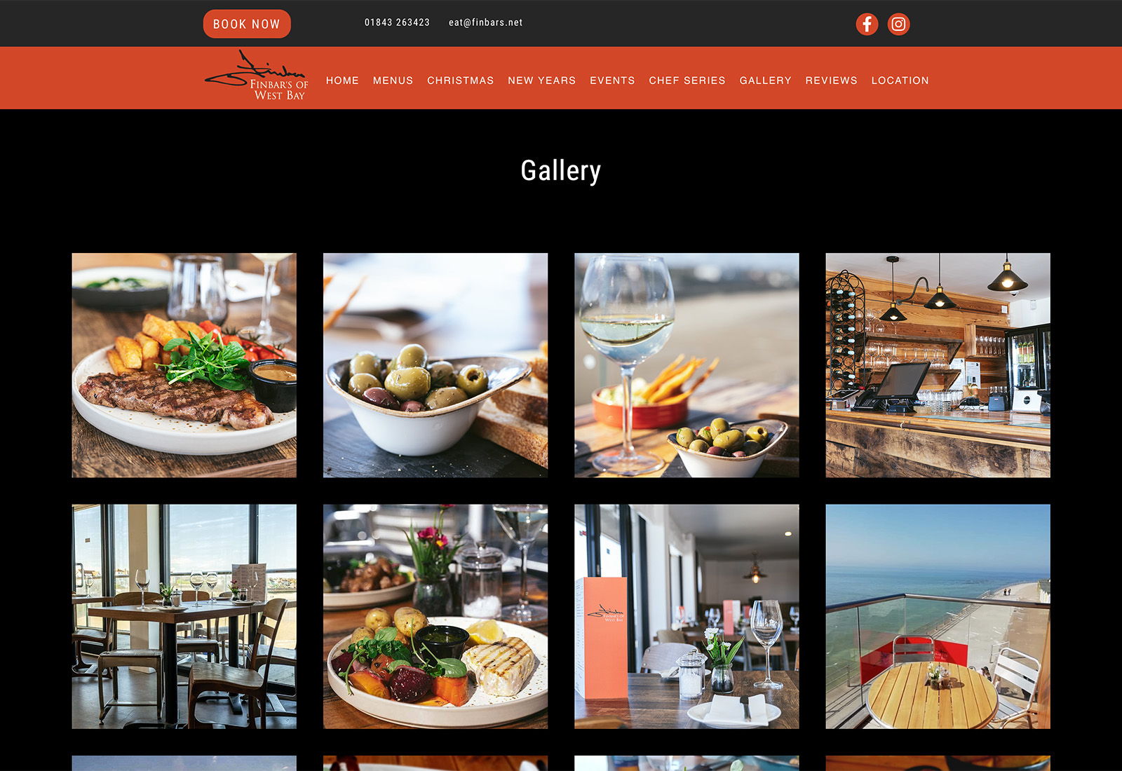 Website design for Finbar's Restaurant
