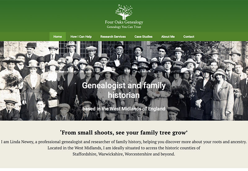 Website design for Four Oaks Genealogy