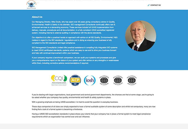 Website design for ISO Management Consultants