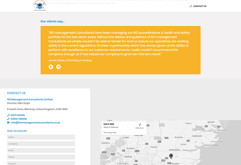 Website design for ISO Management Consultants