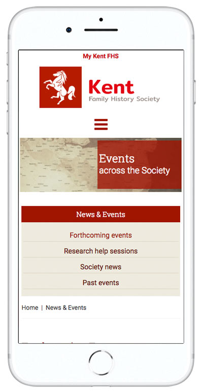 Website design for Kent Family History Society