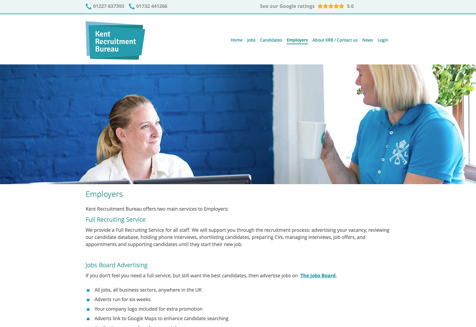 Website design for Kent Recruitment Bureau