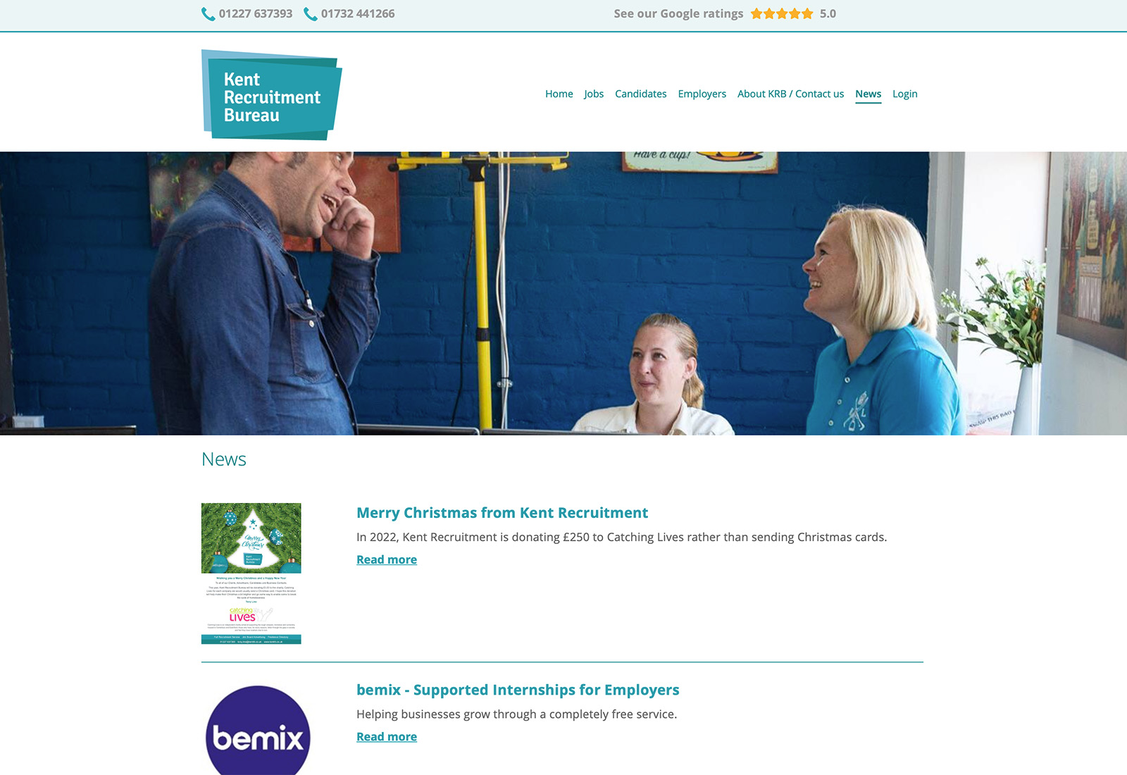 Website design for Kent Recruitment Bureau