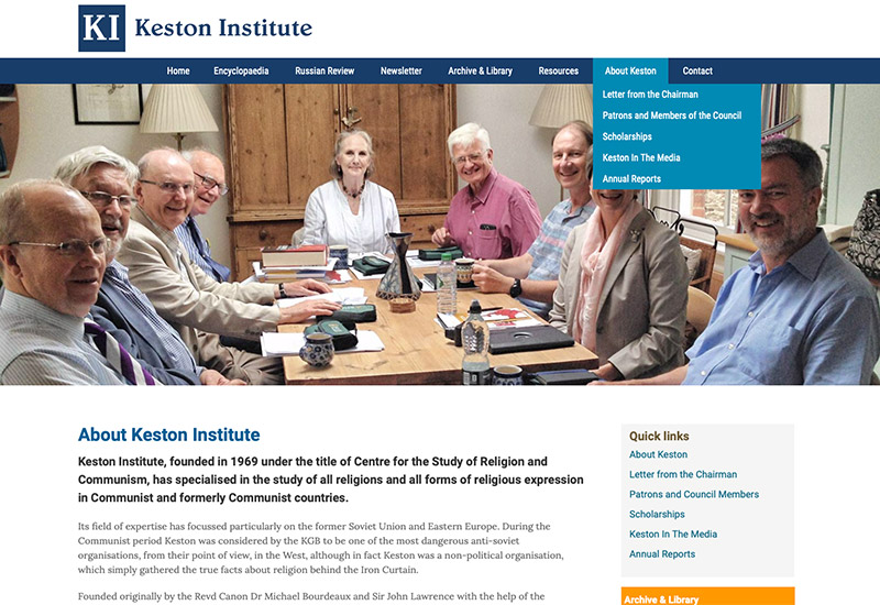 Website design for Keston Institute