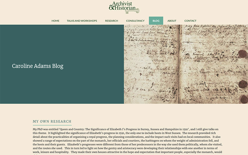 Website design for Key To The Past