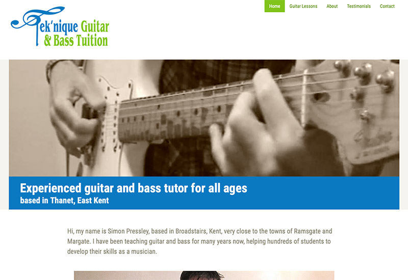 Website design for Tek'nique Guitar and Bass