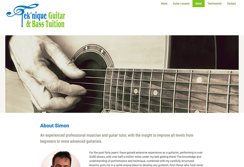 Website design for Tek'nique Guitar and Bass