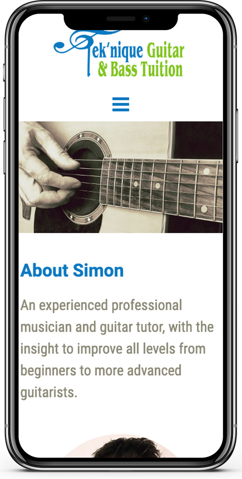 Website design for Tek'nique Guitar and Bass