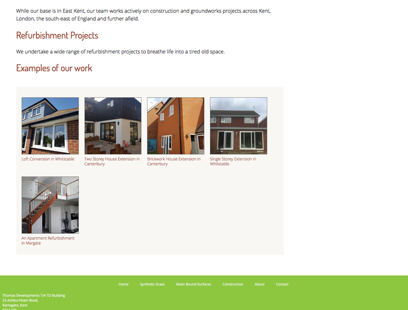 Website design for Thomas Developments