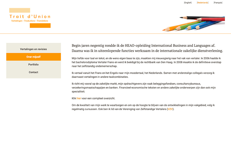 Website design for Trait d'Union Translations